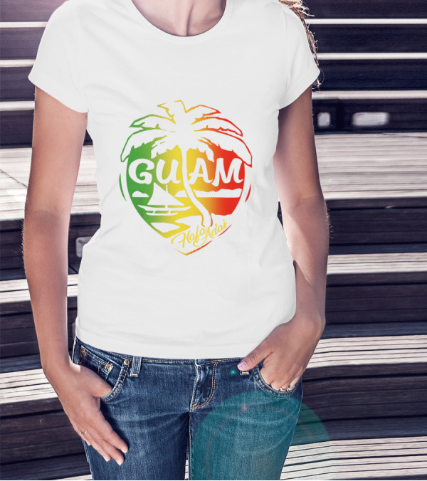 Guam Flag Islanders Pride Guamanian Chamorro History Hafa Adai Palm Tree Iconic T-Shirt