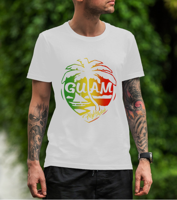 Guam Flag Islanders Pride Guamanian Chamorro History Hafa Adai Palm Tree Iconic T-Shirt