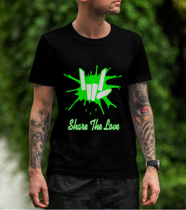 Share The Love Hand Sign Neon Green Splash T-Shirt