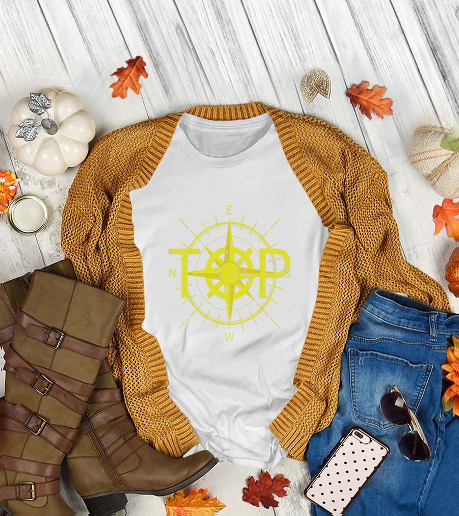 TOP East Is Up Compass Twenty One Birthday Yellow T-Shirt