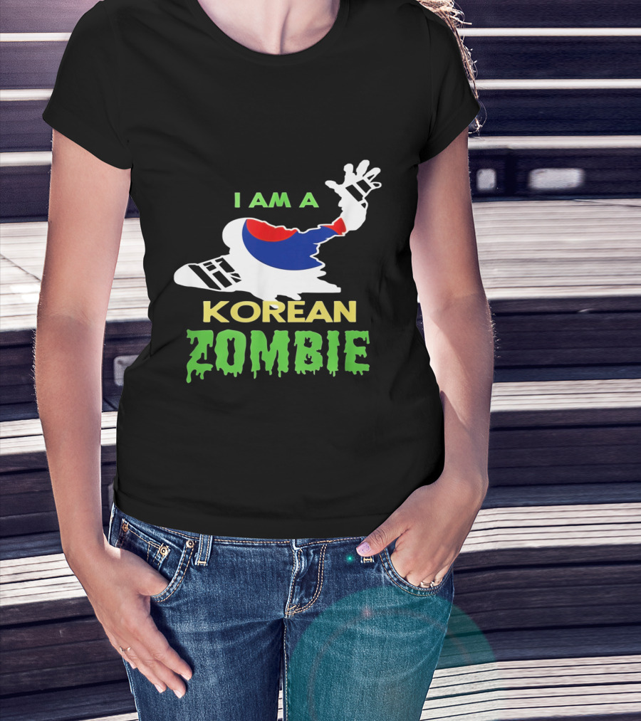 I Am A Korean Zombie Halloween Korean Flag Casual T-Shirt
