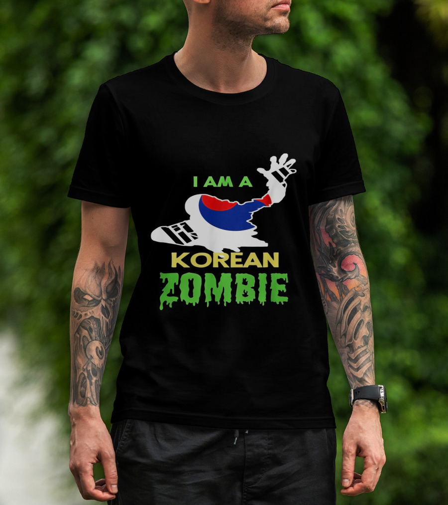 I Am A Korean Zombie Halloween Korean Flag Casual T-Shirt