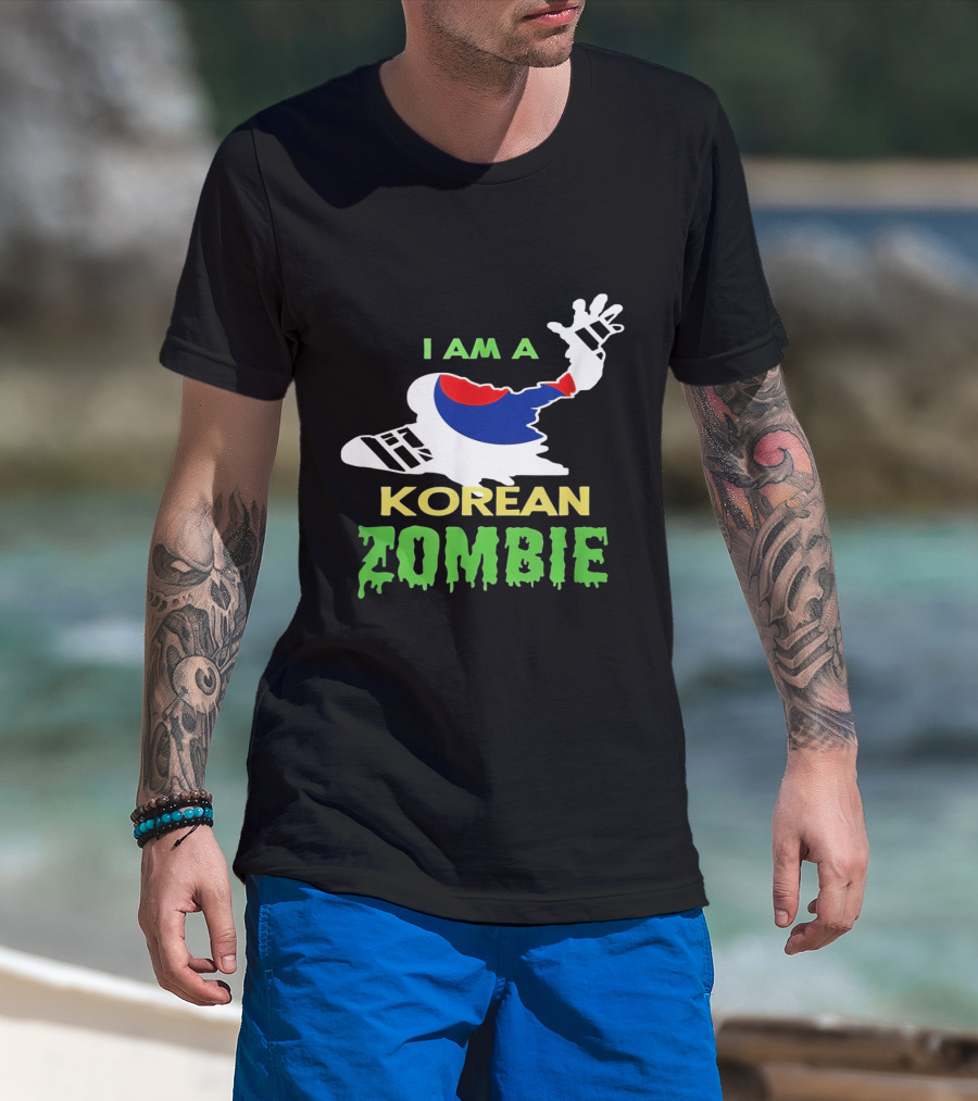 I Am A Korean Zombie Halloween Korean Flag Casual T-Shirt