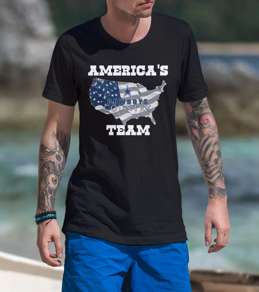 America's Cowboys Country Team USA Flag Map Star T-Shirt