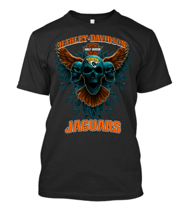Harley Davidson Motorcycles Jaguars Skulls Wings Nfl T-Shirt