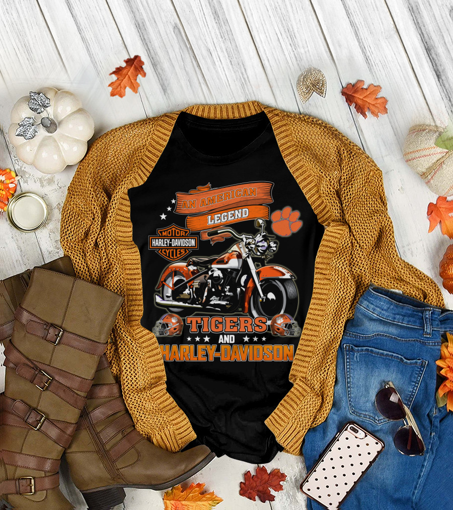 An American Legend Tigers And Harley Davidson T-Shirt