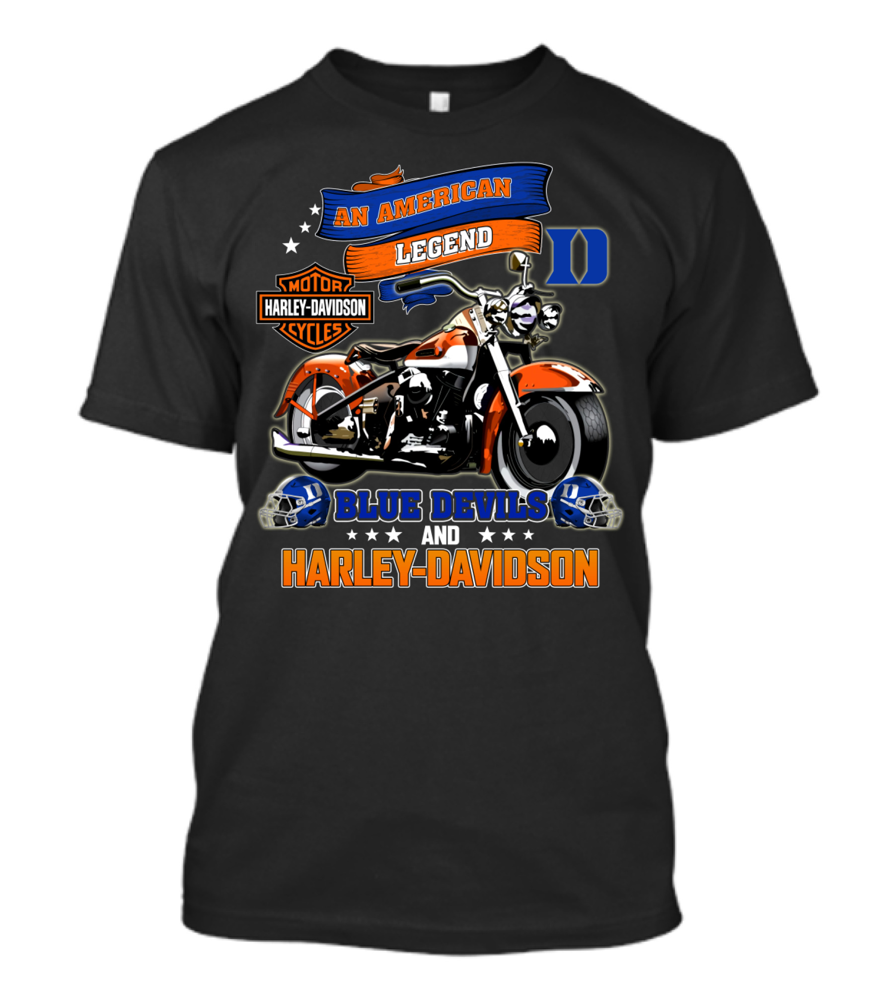 An American Legend Duke Blue Devils And Harley Davidson Motorcycles T-Shirt