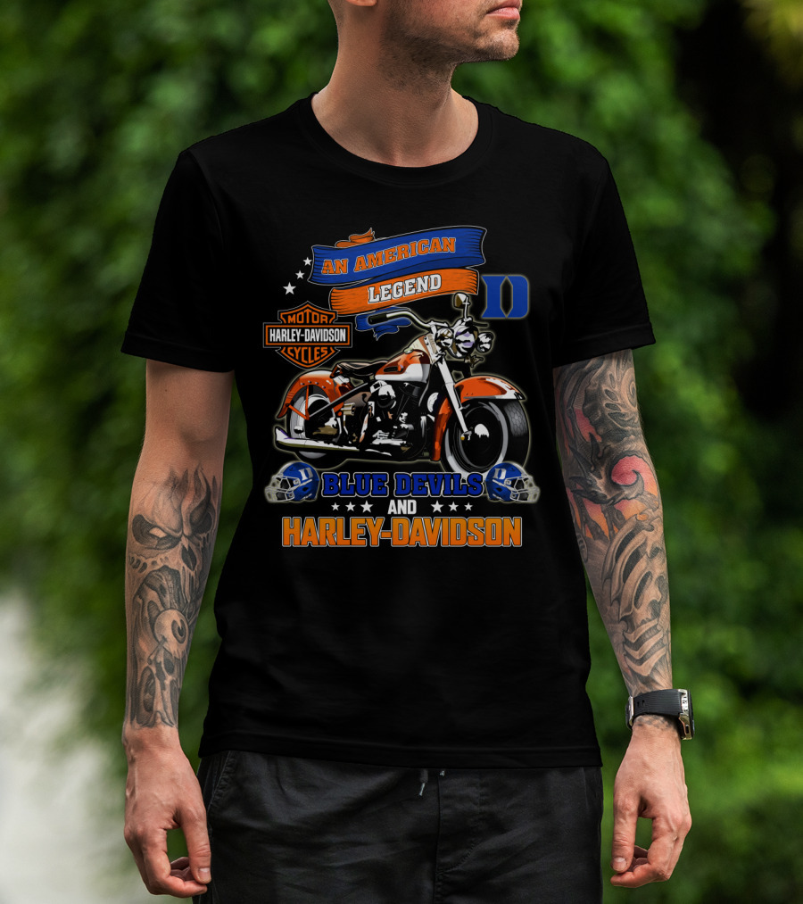 An American Legend Duke Blue Devils And Harley Davidson Motorcycles T-Shirt