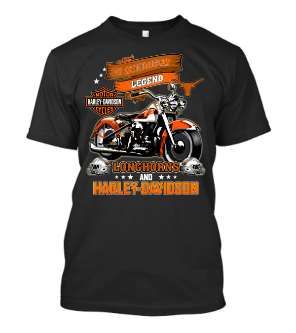 An American Legend Longhorns And Harley Davidson Motorcycles Cycles T-Shirt