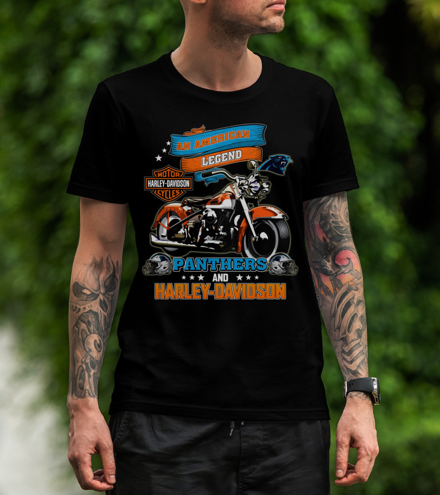 An American Legend Panthers And Harley Davidson Motor Cycles T-Shirt