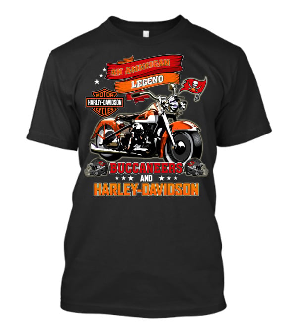 An American Legend Buccaneers And Harley Davidson Motorcycles Nfl T-Shirt