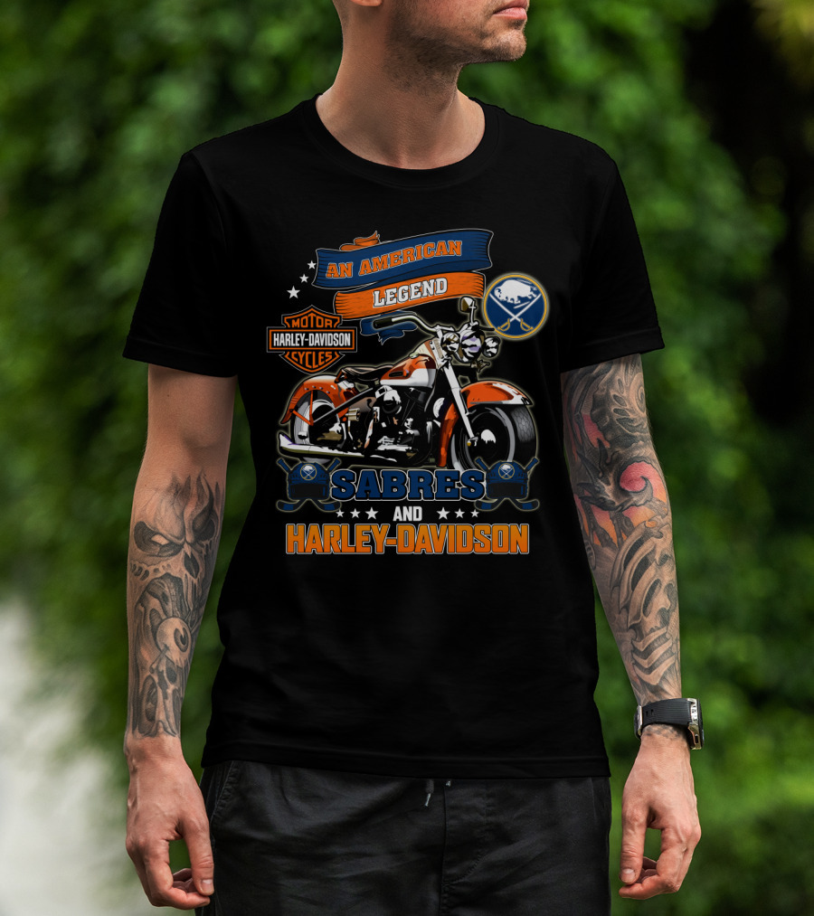 An American Legend Sabres And Harley Davidson T-Shirt