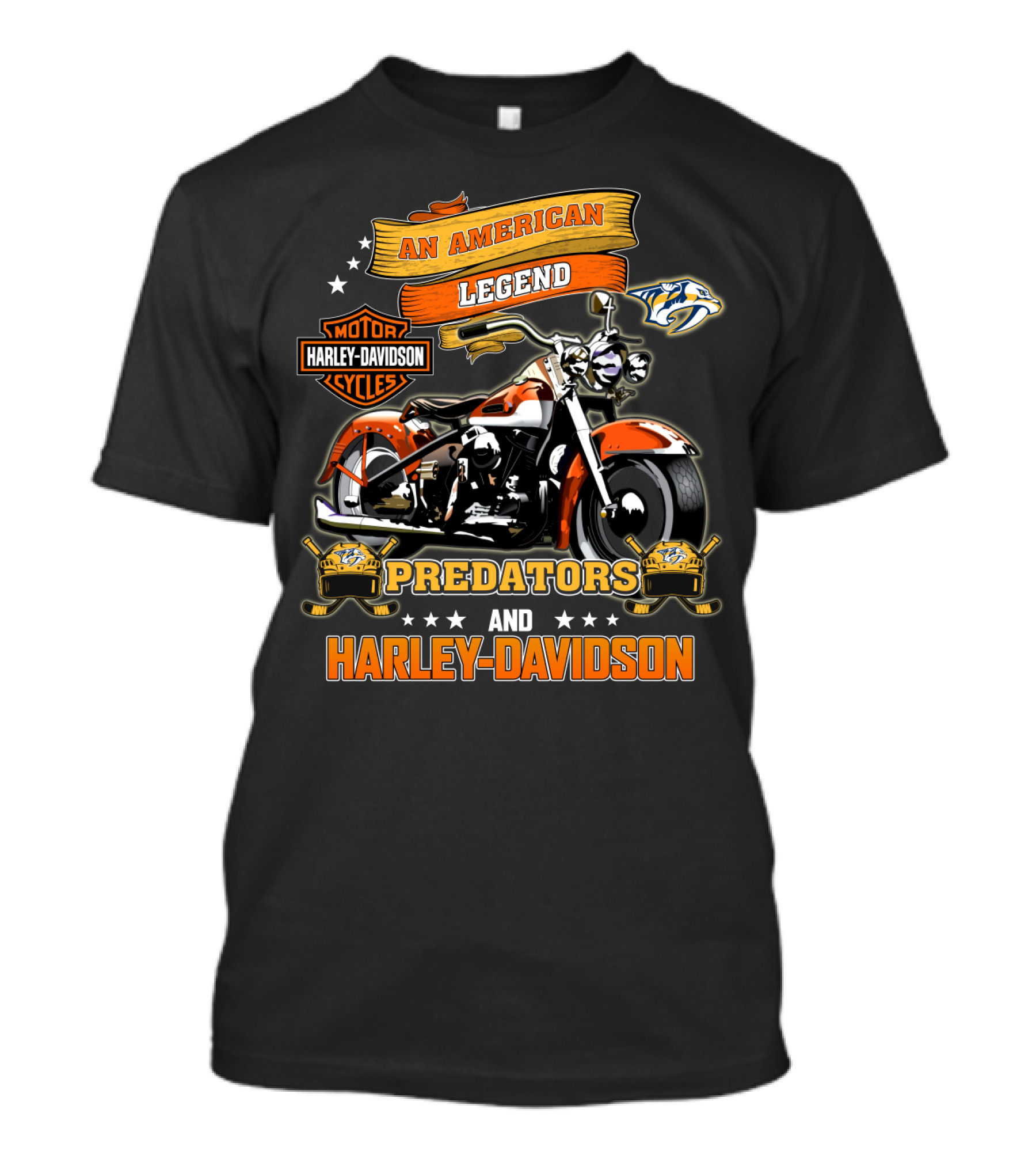 Nashville Predators And Harley Davidson An American Legend Motor Cycles T-Shirt