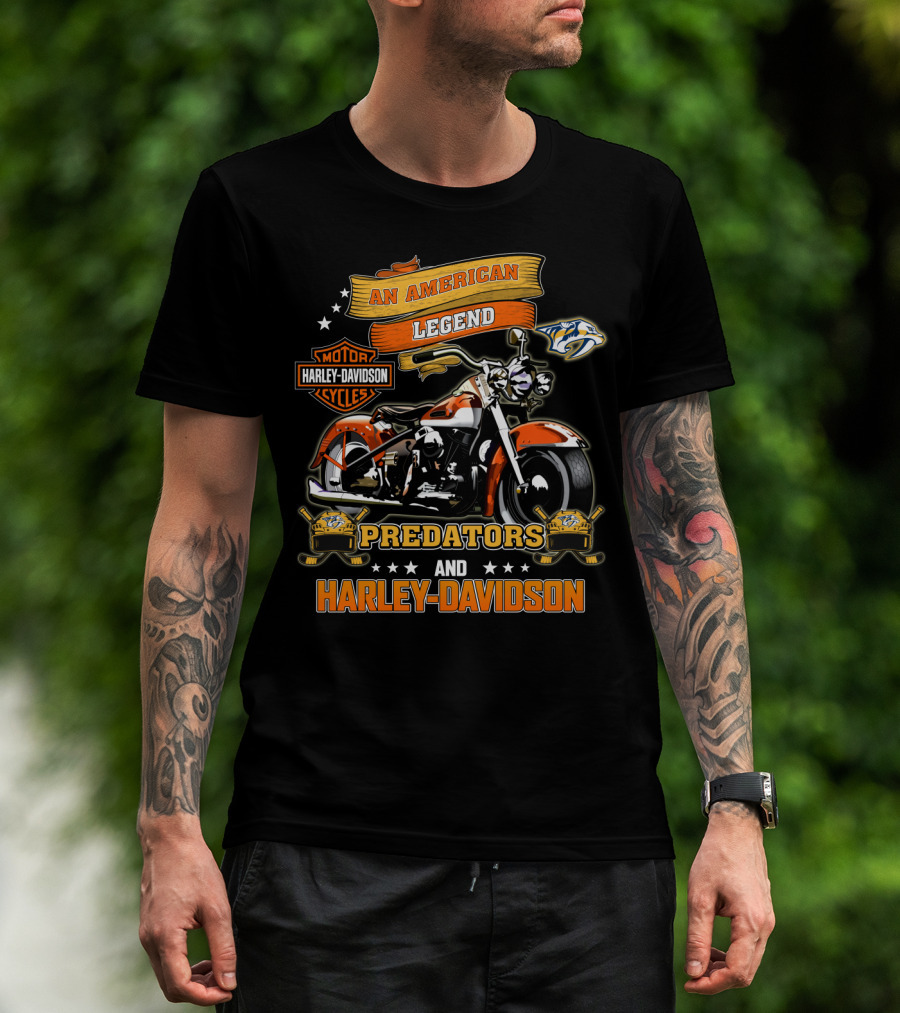 Nashville Predators And Harley Davidson An American Legend Motor Cycles T-Shirt
