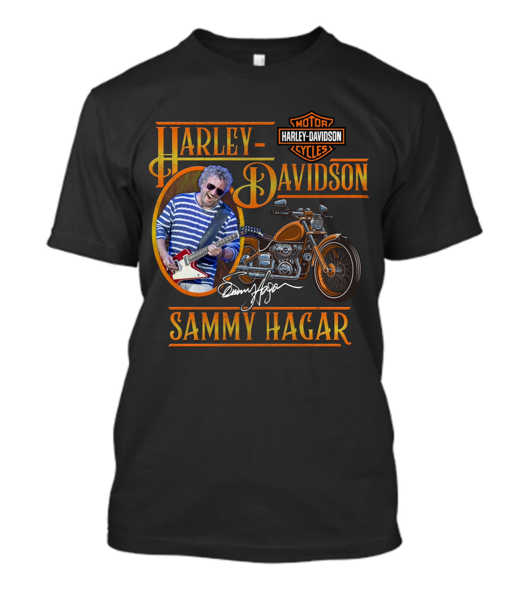 Harley Davidson Sammy Hagar Motor Cycles Signature Guitar Motorcycle T-Shirt