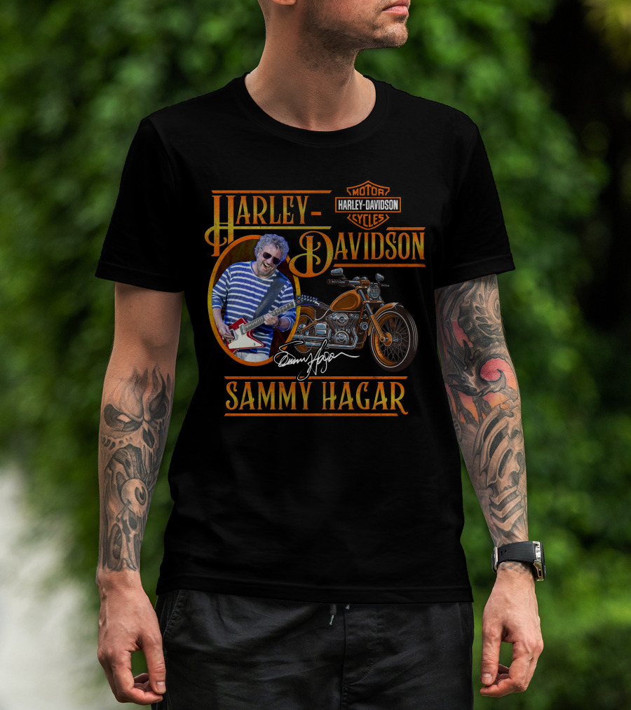 Harley Davidson Sammy Hagar Motor Cycles Signature Guitar Motorcycle T-Shirt