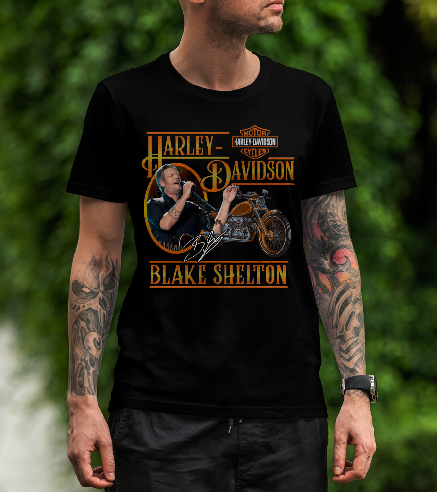 Harley Davidson Blake Shelton Motorcycle Music Collaboration T-Shirt