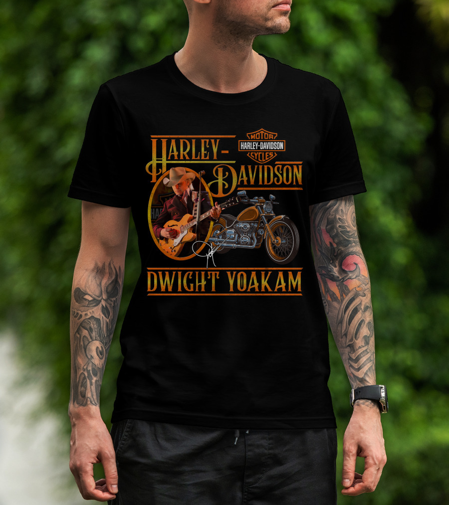 Harley Davidson Dwight Yoakam Motor Cycles Vintage Guitar T-Shirt