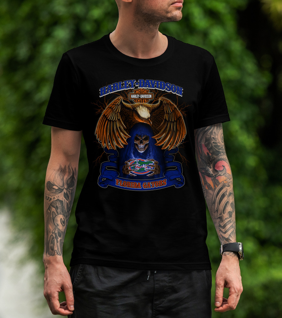 Harley Davidson Eagle Skull Florida Gators Ncaa T-Shirt