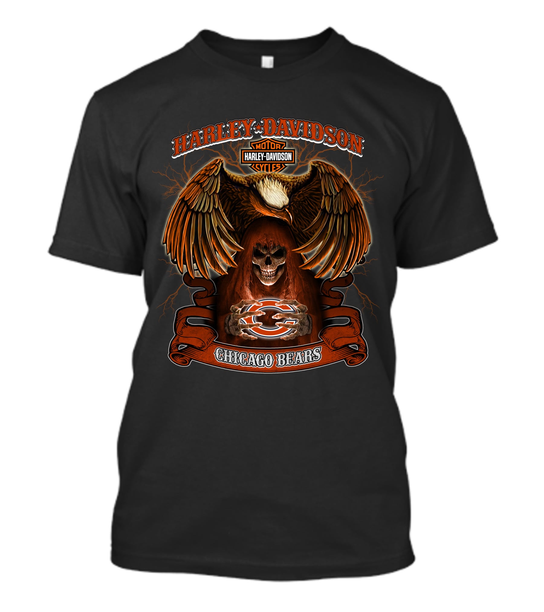 Harley Davidson Chicago Bears Nfl Skull Eagle T-Shirt