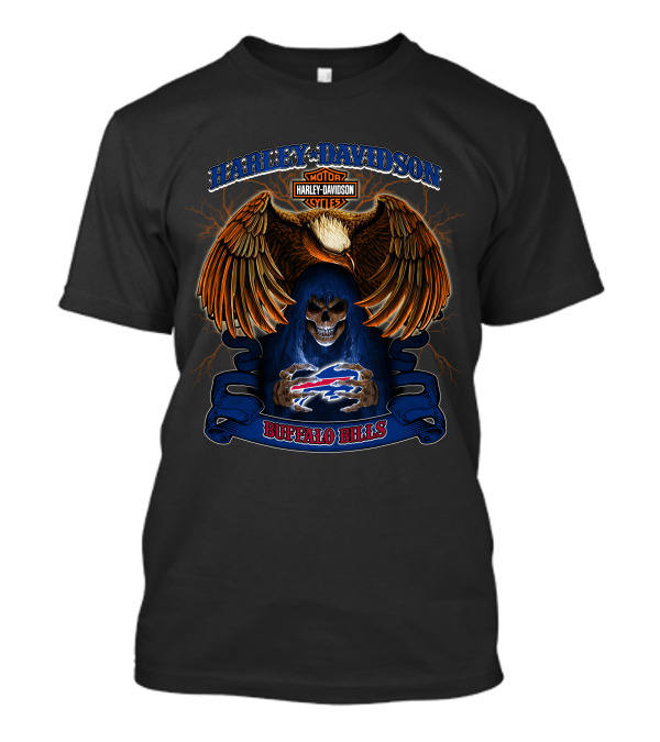 Harley Davidson Eagle Skull Buffalo Bills Nfl T-Shirt