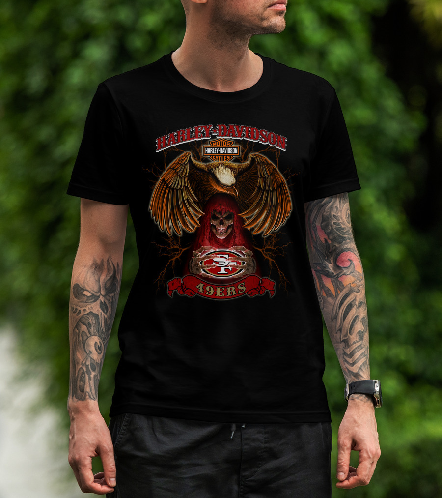 Harley Davidson Eagle Skull San Francisco 49ers Nfl Styles T-Shirt