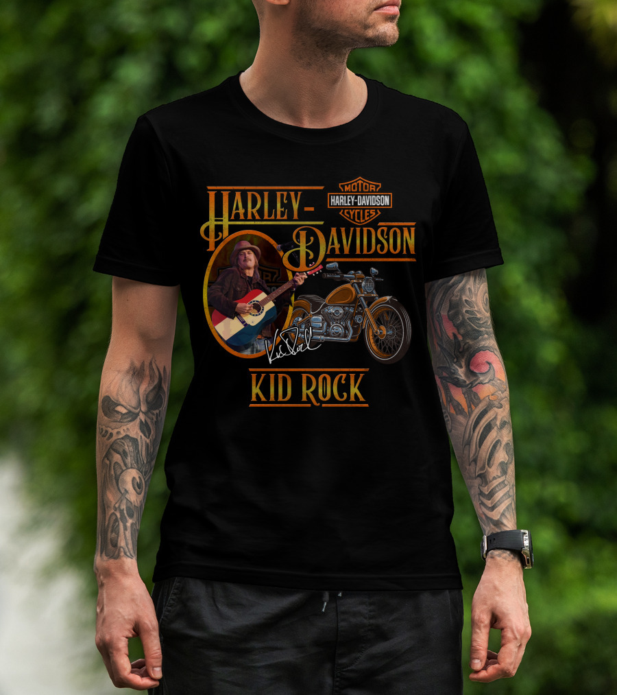 Harley Davidson Kid Rock Motorcycle Guitar T-Shirt