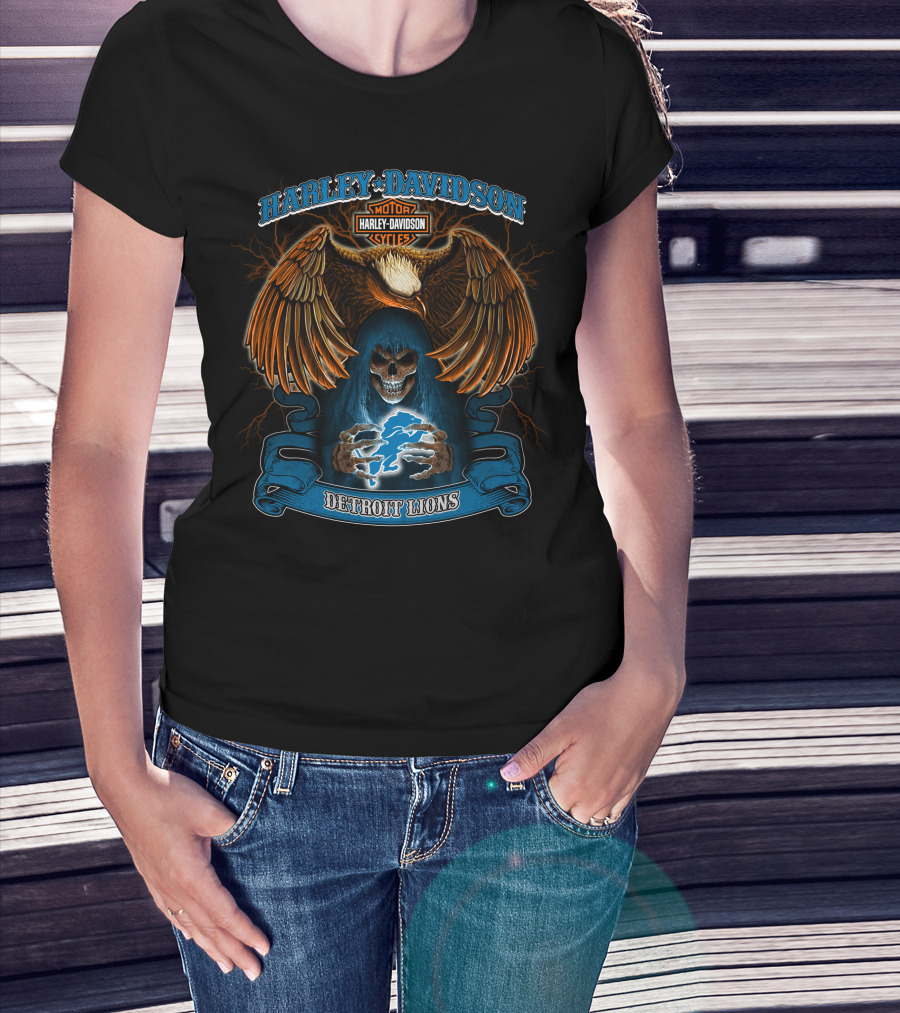 Harley Davidson Motor Cycles Detroit Lions T-Shirt
