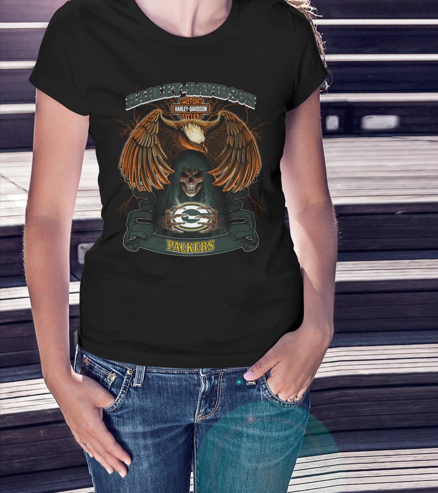 Harley Davidson Motor Cycles Packers Nfl Green Bay T-Shirt