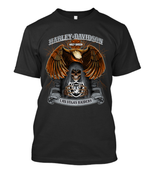 Harley Davidson Motorcycles Las Vegas Raiders Skull Eagle Nfl T-Shirt