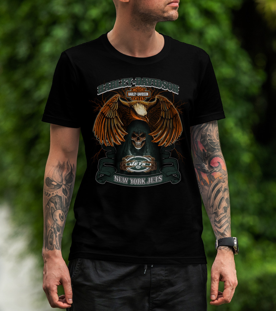 Harley Davidson Motorcycles New York Jets Nfl T-Shirt