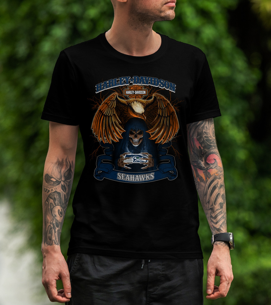 Harley Davidson Motor Cycles Seahawks Nfl T-Shirt