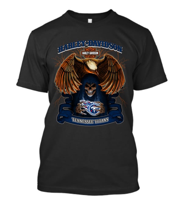 Harley Davidson Motorcycles Tennessee Titans Nfl Eagle Skull T-Shirt