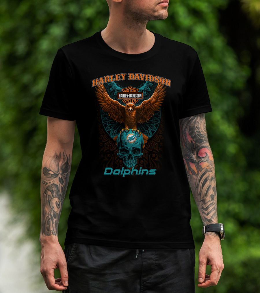 Harley Davidson Motor Cycles Miami Dolphins T-Shirt