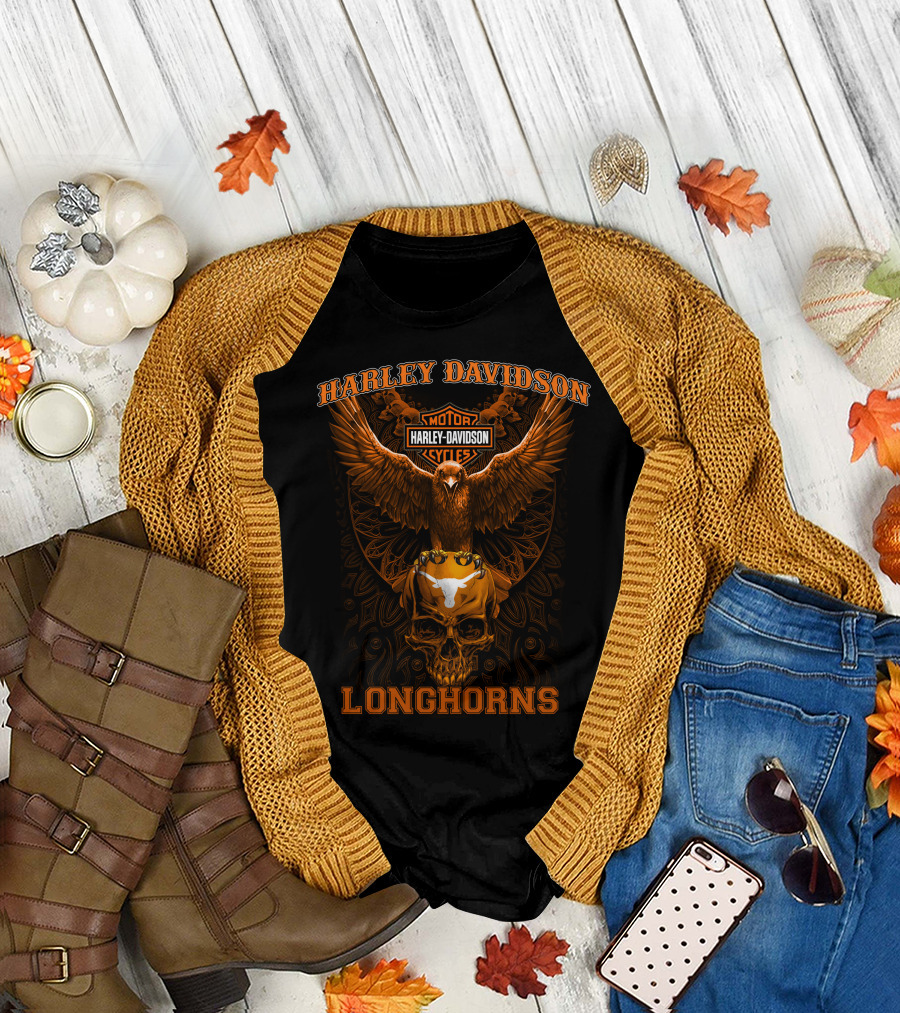 Harley Davidson Texas Longhorns Motorcycles T-Shirt