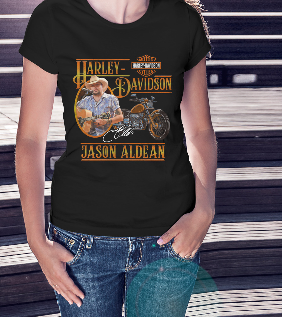 Jason Aldean Harley Davidson Motorcycles Signature T-Shirt