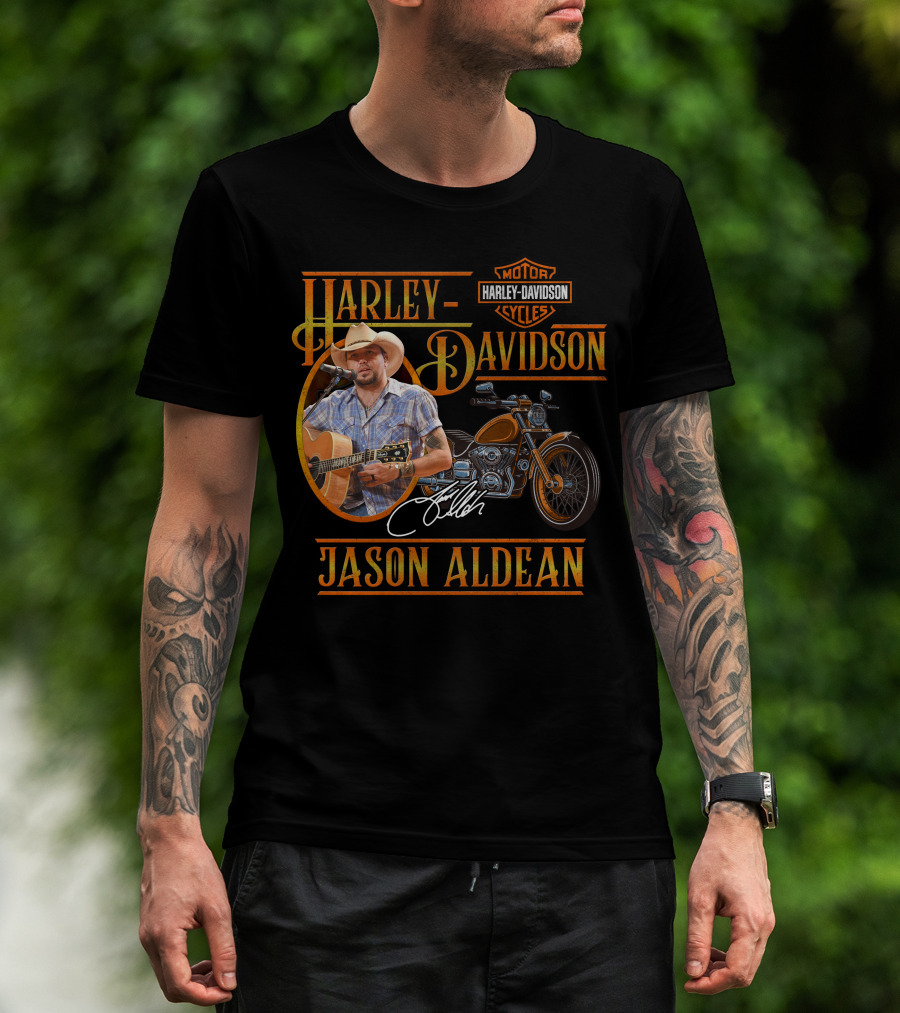Jason Aldean Harley Davidson Motorcycles Signature T-Shirt