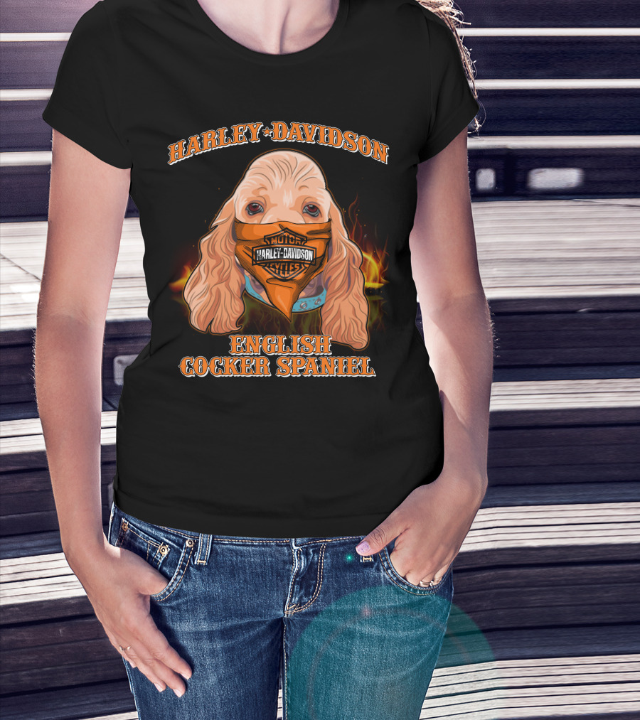 Harley Davidson English Cocker Spaniel Motorcycles T-Shirt