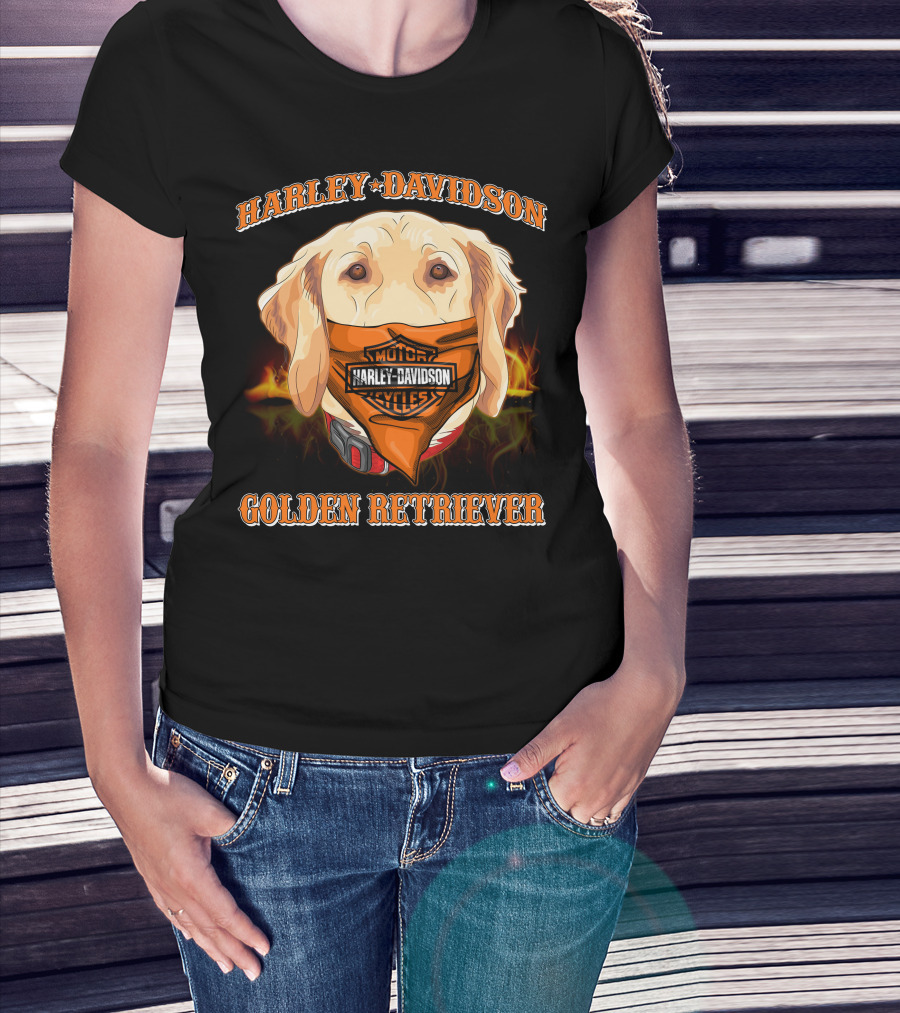 Harley Davidson Golden Retriever Bandana T-Shirt