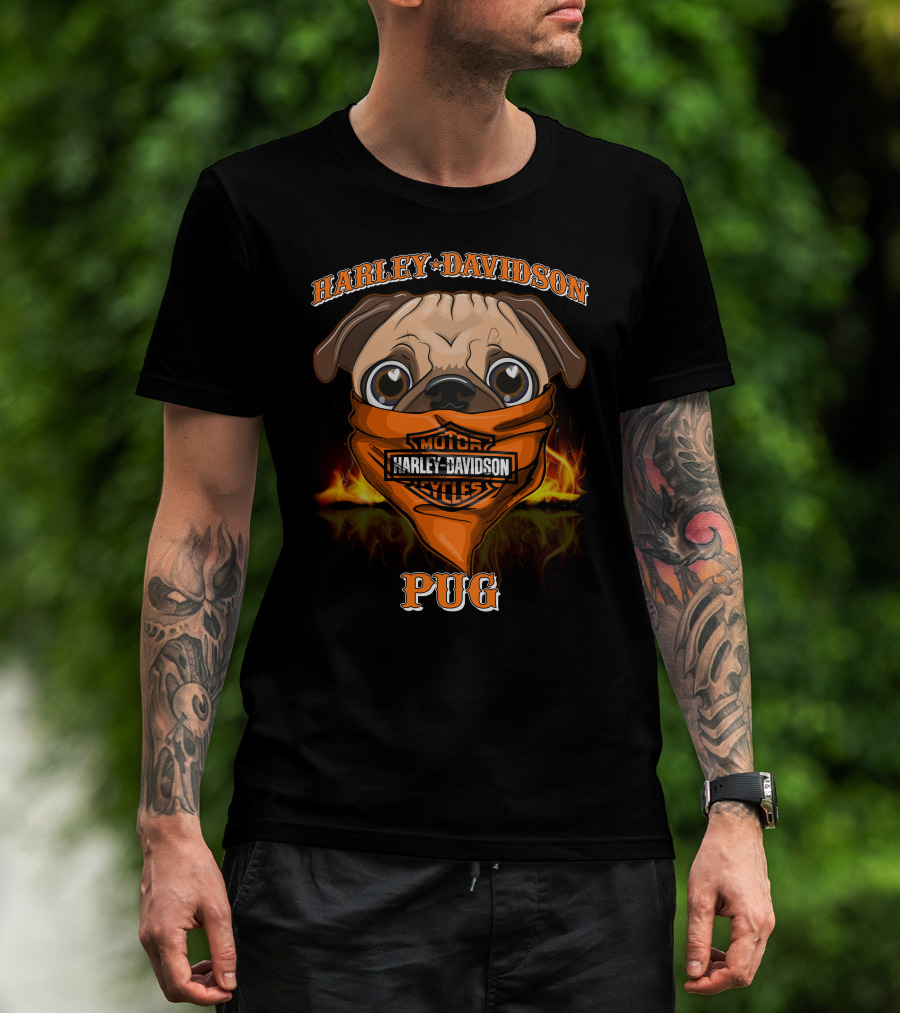 Harley Davidson Motor Cycles Pug T-Shirt