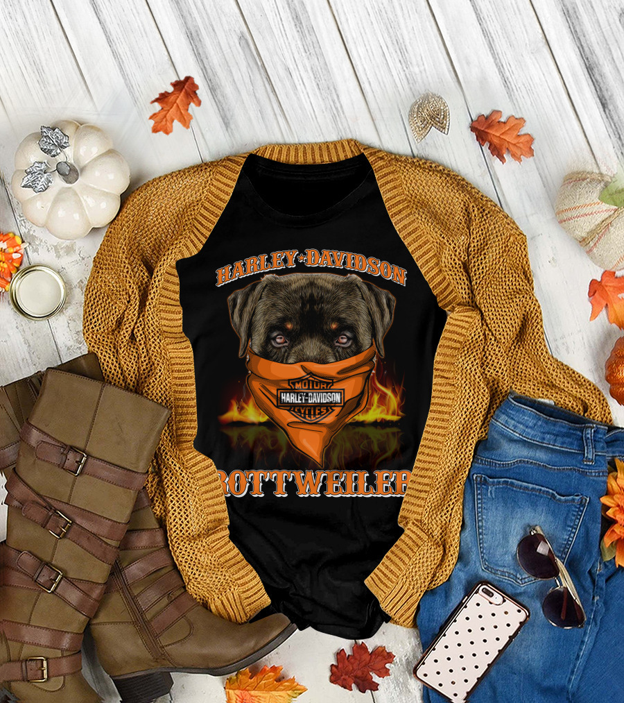 Harley Davidson Motor Cycles Rottweiler T-Shirt