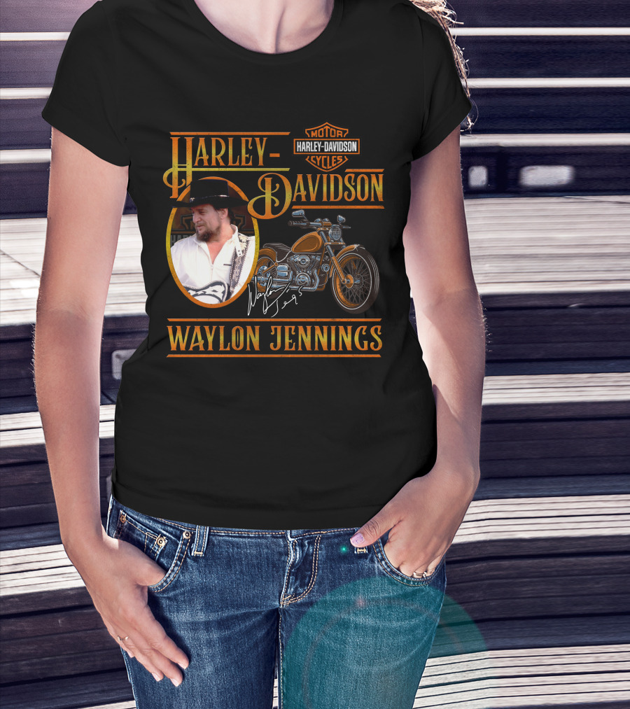 Waylon Jennings Harley Davidson Motor Cycles T-Shirt