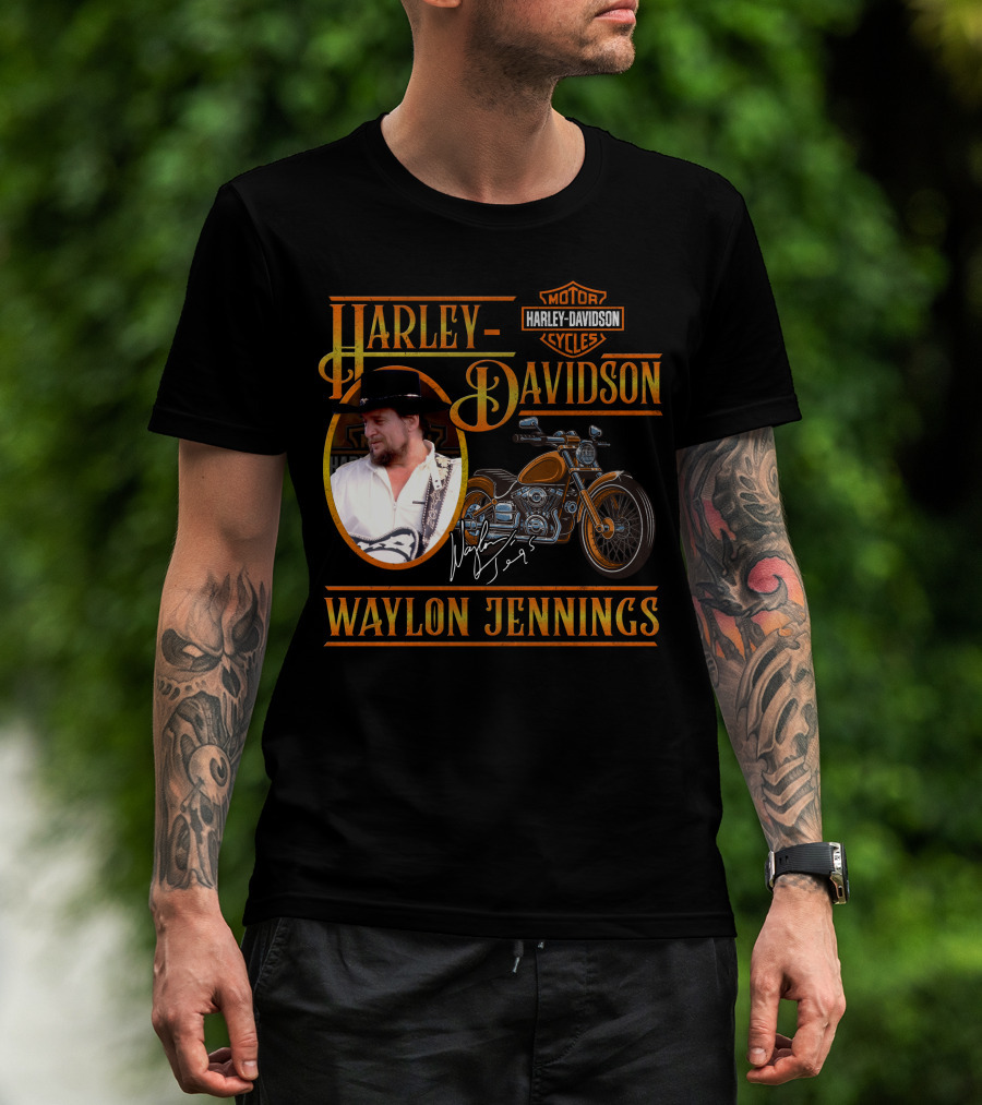 Waylon Jennings Harley Davidson Motor Cycles T-Shirt