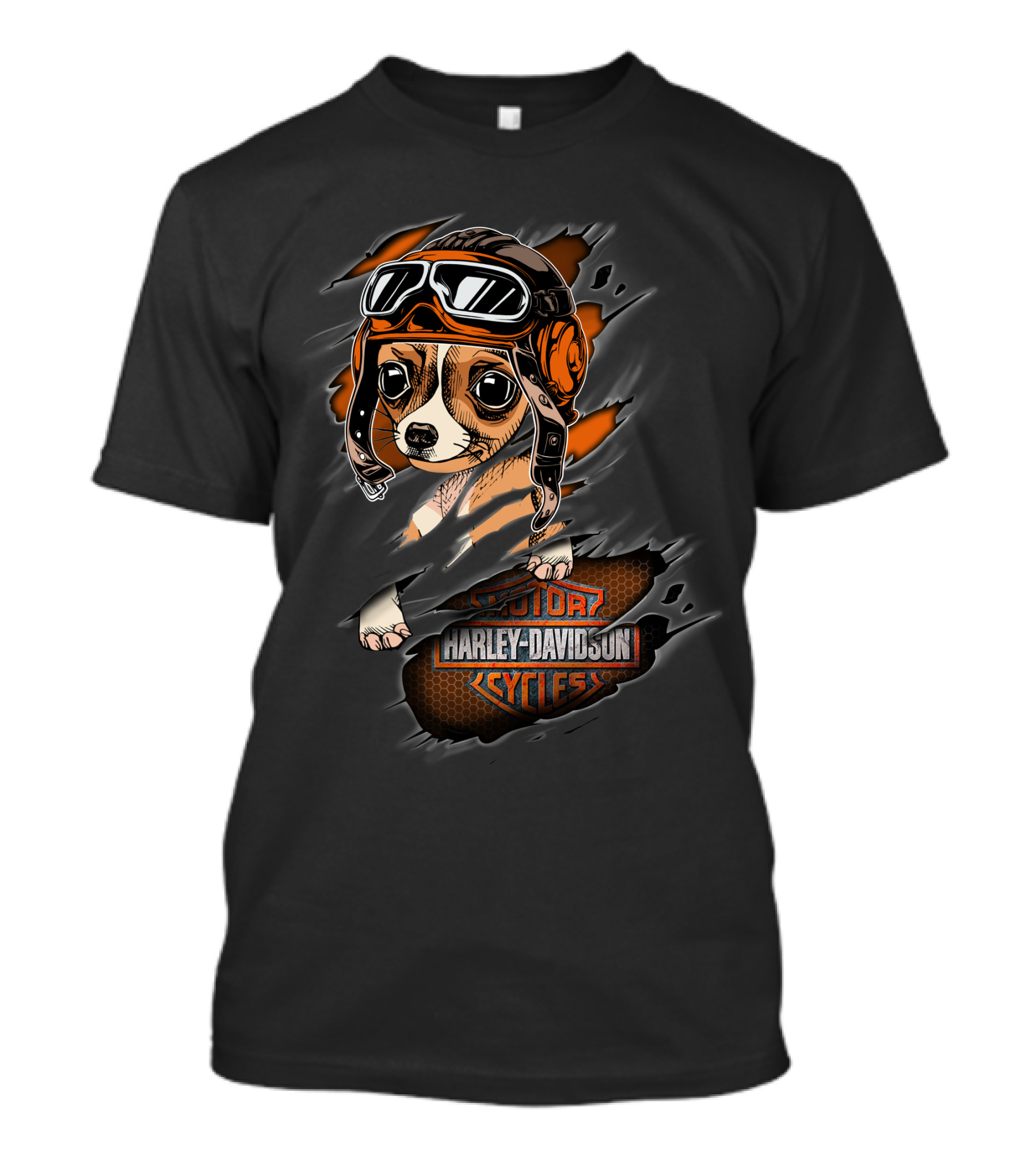 Chihuahua In Leather Helmet Harley Davidson Motorcycles Theme T-Shirt