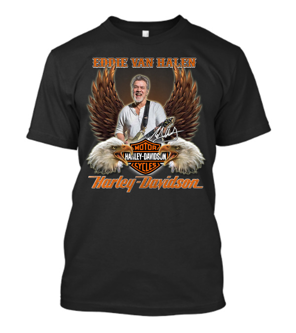 Eddie Van Halen Harley Davidson Motorcycles Eagles Wings T-Shirt