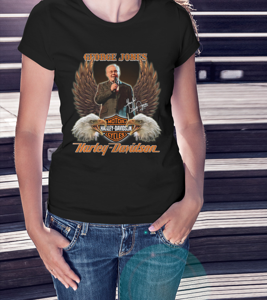George Jones Harley Davidson Motor Cycles Eagles T-Shirt