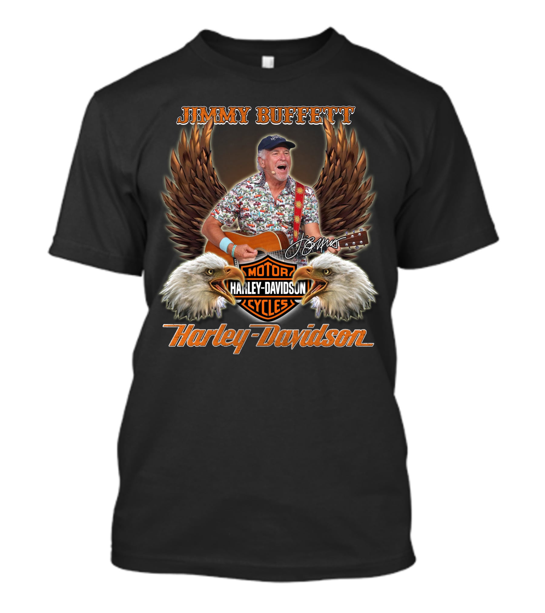 Jimmy Buffett Harley Davidson Motorcycles Signature Bald Eagles T-Shirt