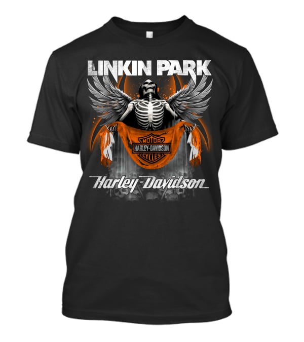 Linkin Park Harley Davidson Motorcycles Skeleton Wings T-Shirt