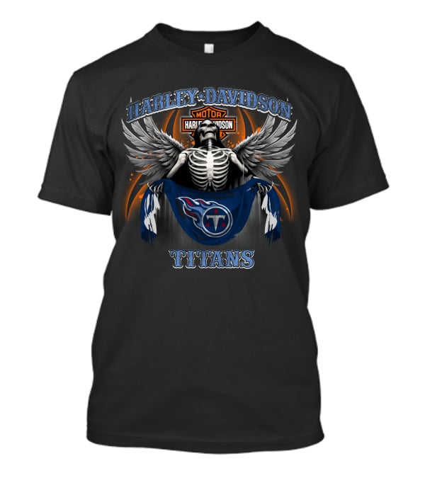 Harley Davidson Tennessee Titans Skeleton Wings Football Flag T-Shirt