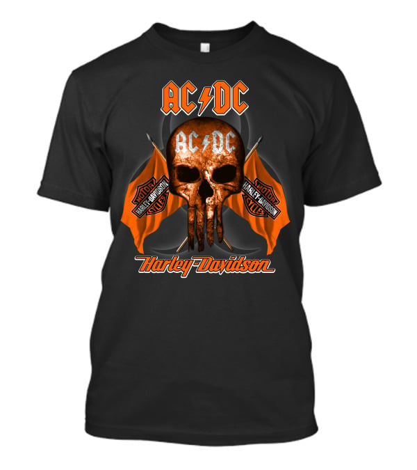 Acdc Harley Davidson Motorcycles Skull Flags T-Shirt